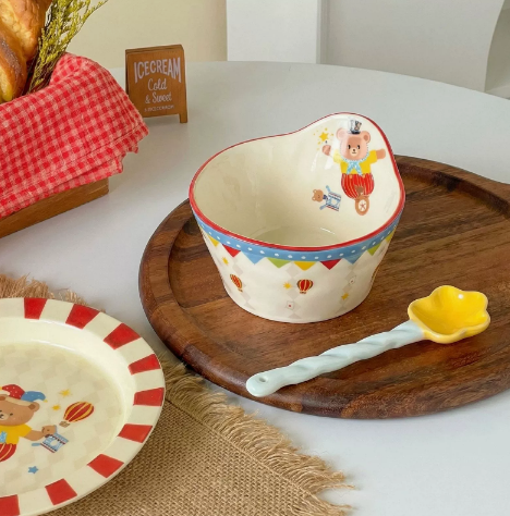 Circus Illustrated Ceramic Dessert Bowl styled - MoriMori Home