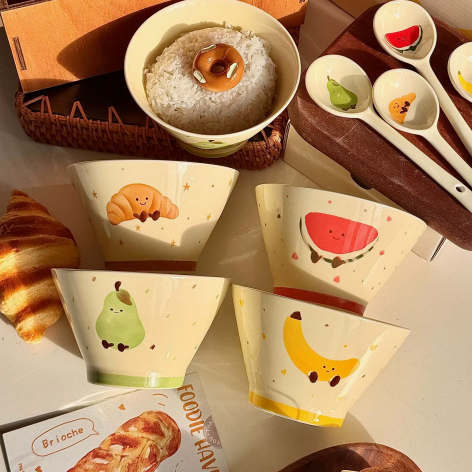 Fruit and Croissant Hat Bowl Set detail - MoriMori Home