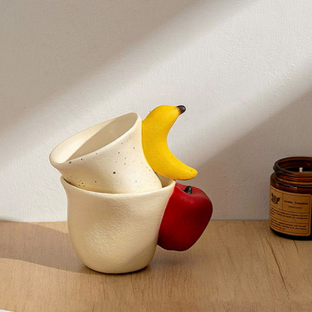 Banana Handle Cup and Saucer styled - MoriMori Home