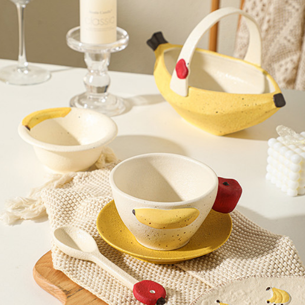 Apple and Banana Handle Ceramic Cup styled - MoriMori Home