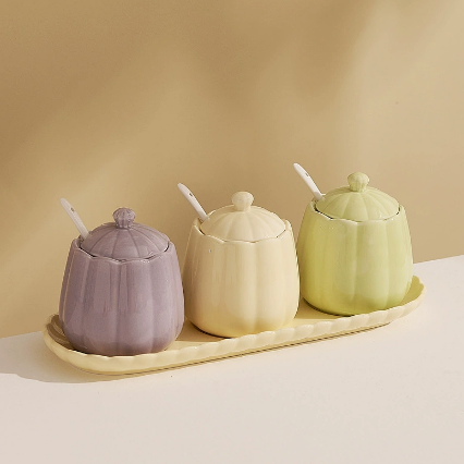 Creamy Ceramic Seasoning Jar Set of 4