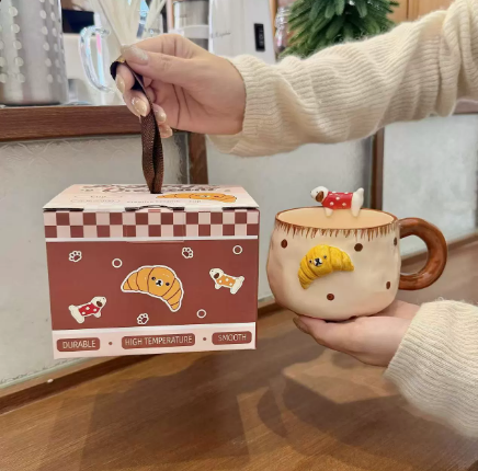 Embossed Croissant Puppy Ceramic Mug · 12oz