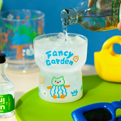 Fancy Garden Waist-Curved Glass Cup · 13.5oz