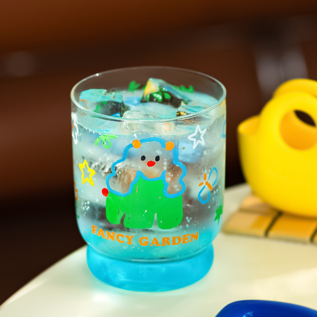Fancy Garden Waist-Curved Glass Cup · 13.5oz