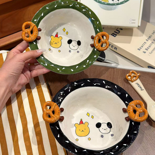 Pretzel Pals Ceramic Bowl · 7.2"