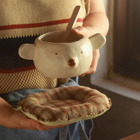 Hand-Painted Bear Ceramic Big bowl · 6.8”