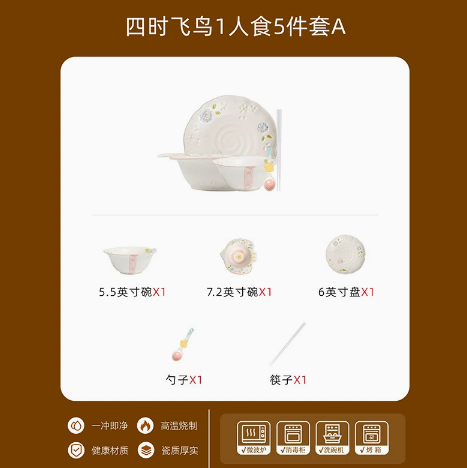 Four Season Birds Tableware Set · 5-piece