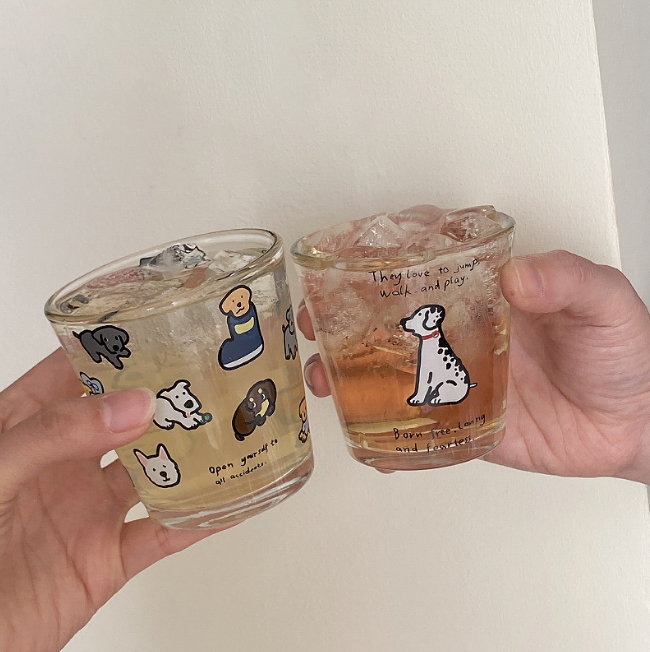 Cute Pet Style Glass Sake Cups · Set of 2 · 6.4oz