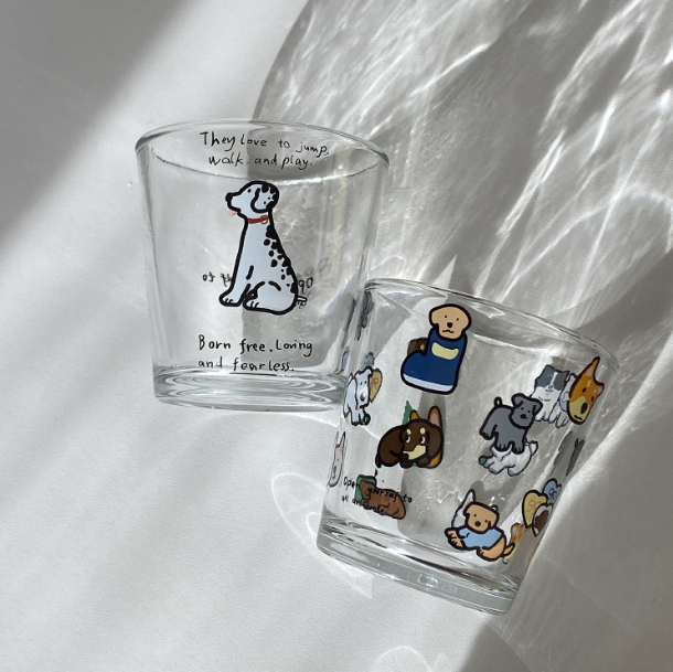 Cute Pet Style Glass Sake Cups · Set of 2 · 6.4oz
