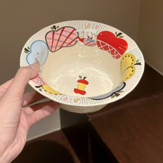 Apple Rabbit Ceramic Bowl · 7"