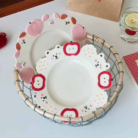 Cute Piggy Bear Ceramic Plate · 7.8”