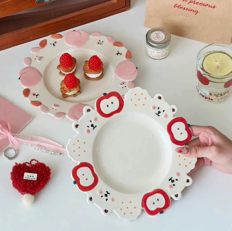 Cute Piggy Bear Ceramic Plate · 7.8”