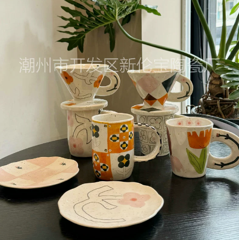Floral Design Hand-Painted Ceramic Tableware