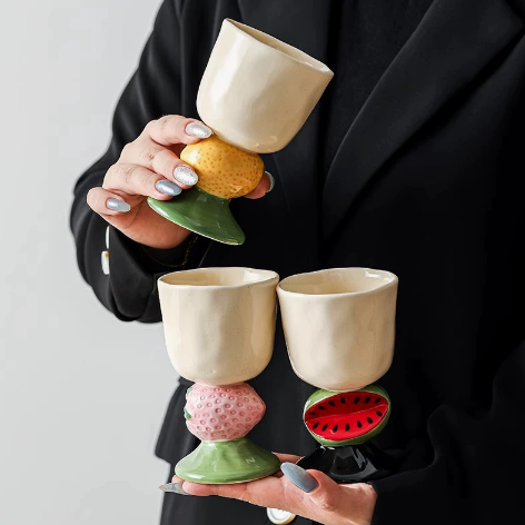 Fruit Goblet Hand-painted Underglaze Cute Cup · 5oz