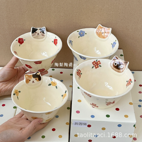 Cat Style Hand-Shaped Irregular Ceramic Bowl · 5”