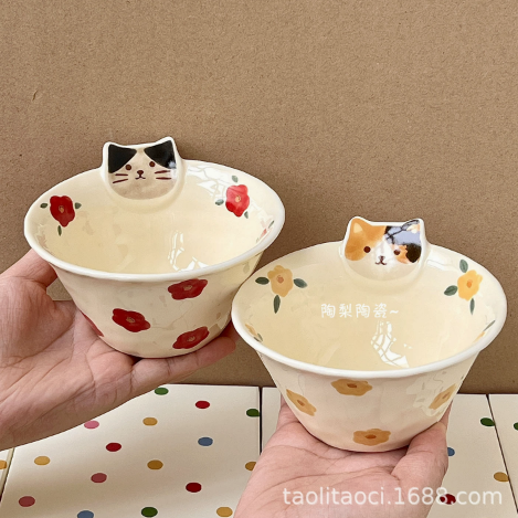 Cat Style Hand-Shaped Irregular Ceramic Bowl · 5”