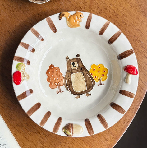 Cute Bear Forest Series Tableware · Hat Plate  8"