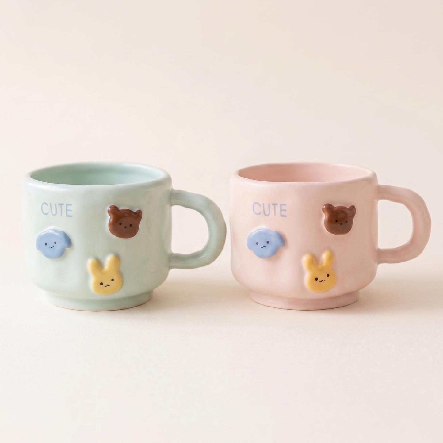 Animals Hand-Pinched Ceramic Mug 13.5oz wabi-sabi texture - MoriMori Home