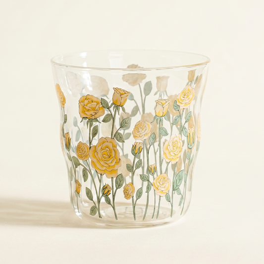 Antique Floral Glass Cup styled - MoriMori Home