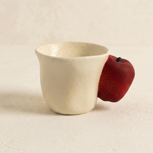 Apple Handle Ceramic Coffee Cup Frosted artistic red apple handle - MoriMori Home