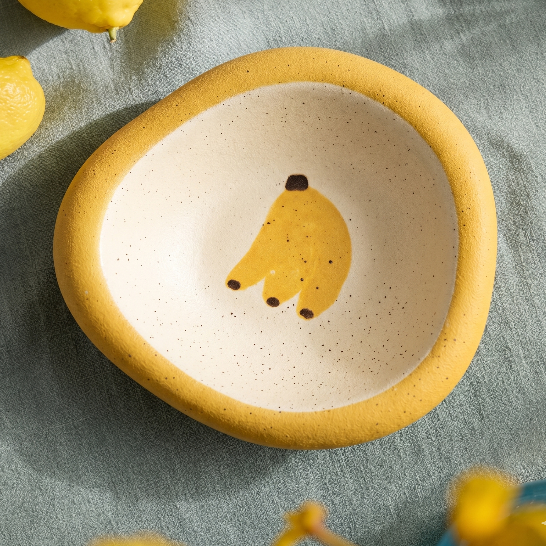 Banana Triangle Ceramic Bowl top view - MoriMori Home