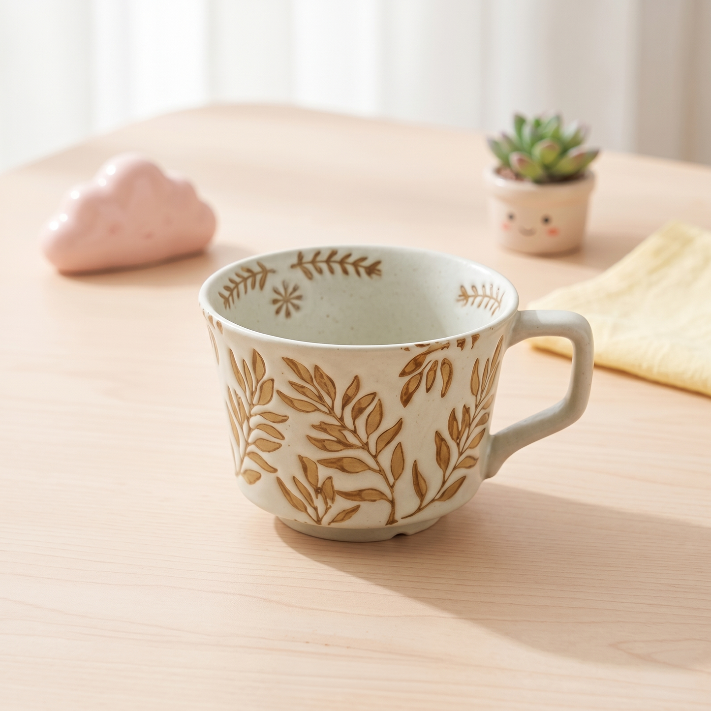 Bean Leaf Embossed Breakfast Mug · 11.8 oz