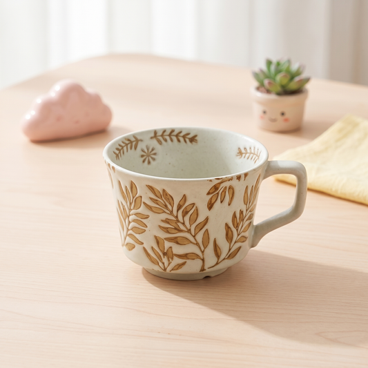 Bean Leaf Embossed Breakfast Mug · 11.8 oz