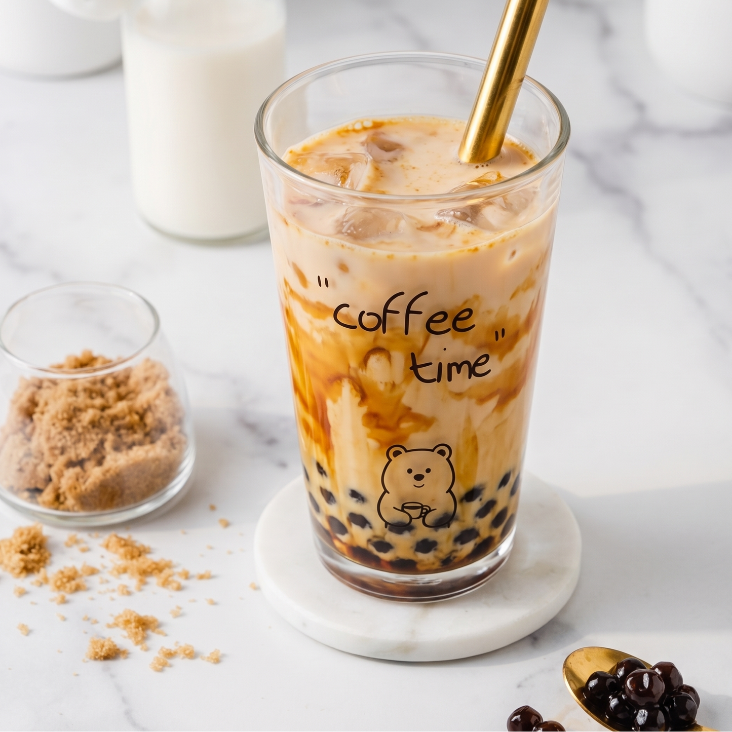 Bear Glass Cold Cup styled - MoriMori Home