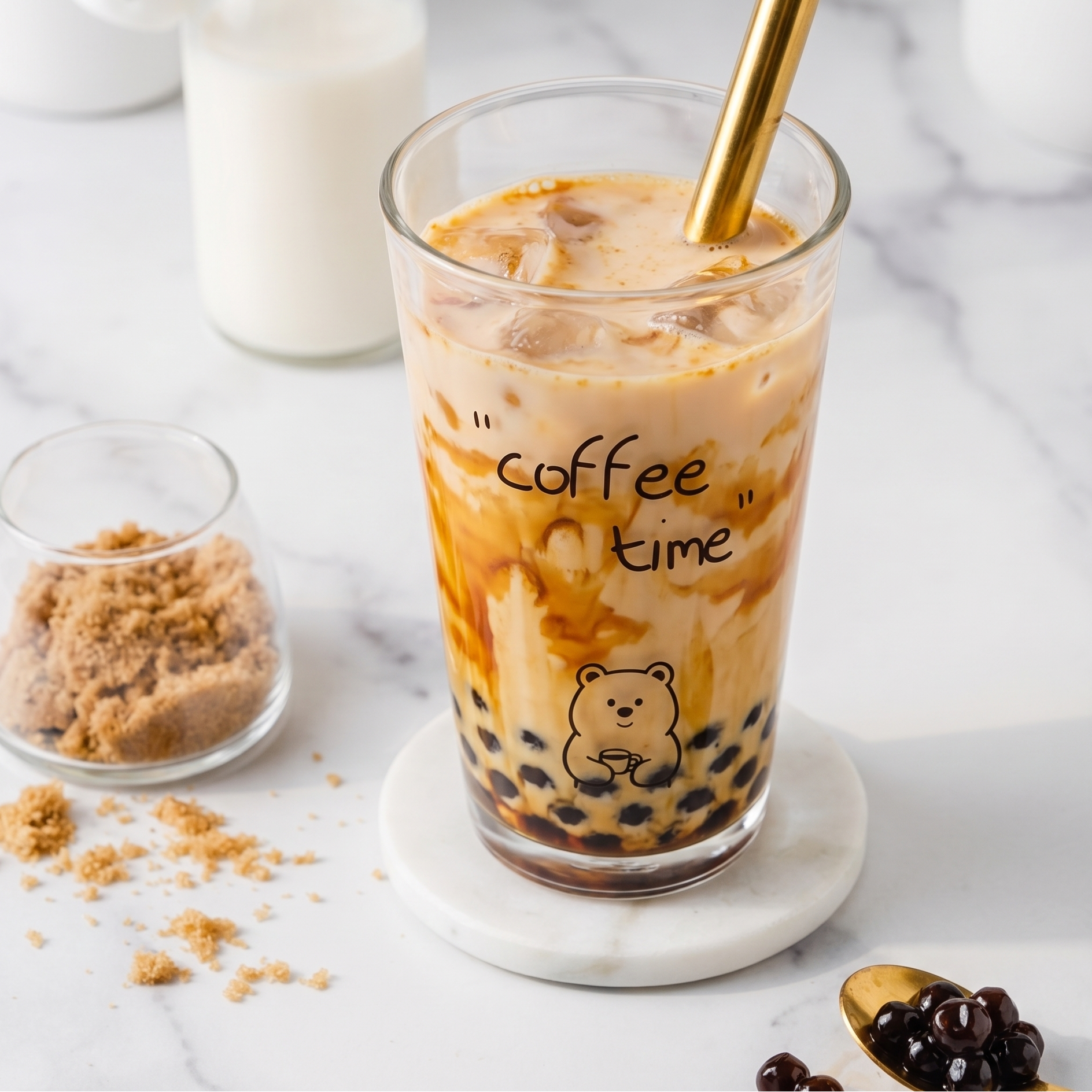 Bear Glass Cold Cup styled - MoriMori Home