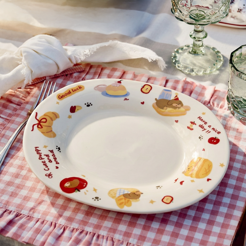Bread Morning Ceramic Oval Plate detail - MoriMori Home