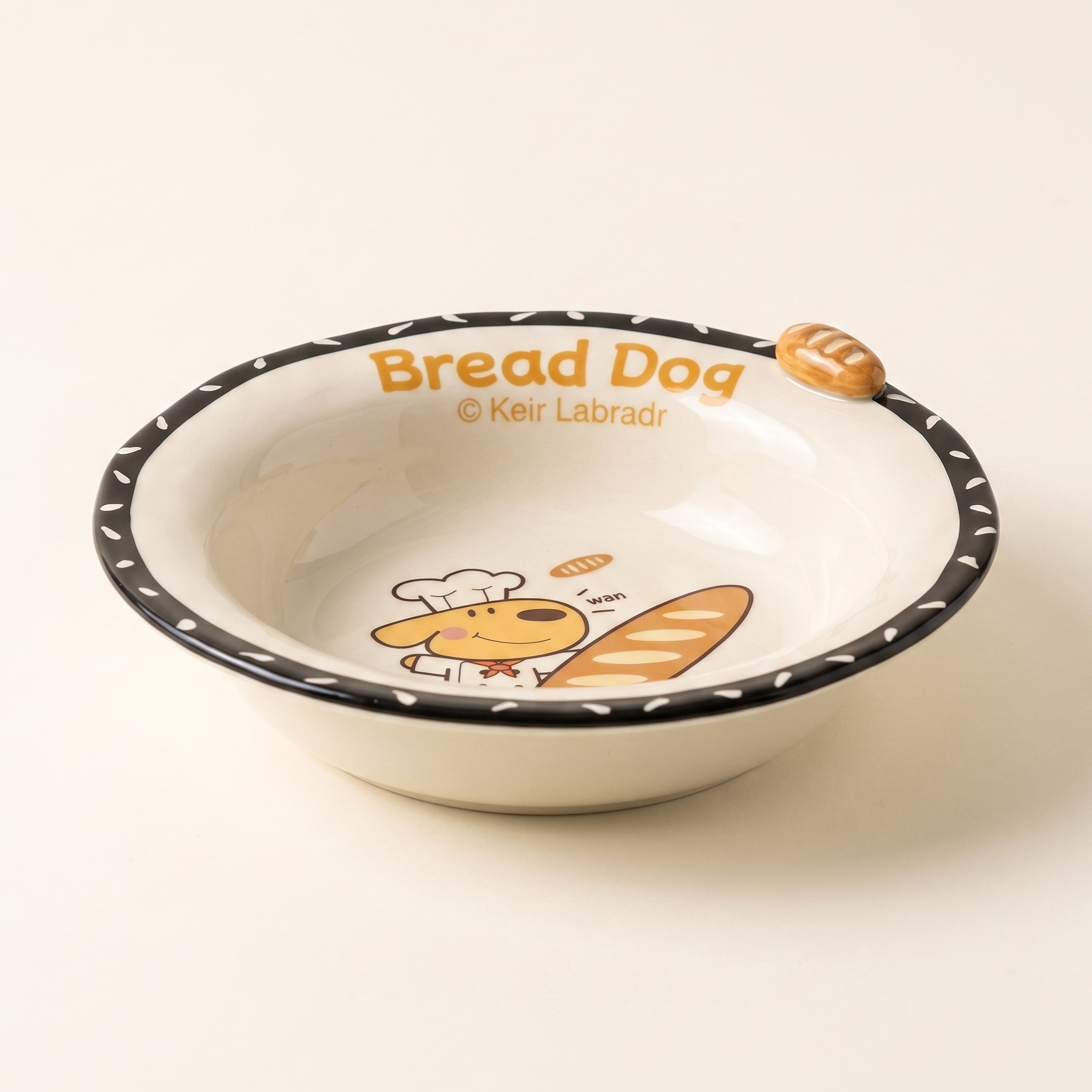 Bread Puppy Ceramic Plate 8.5 inch hand-painted illustration - MoriMori Home