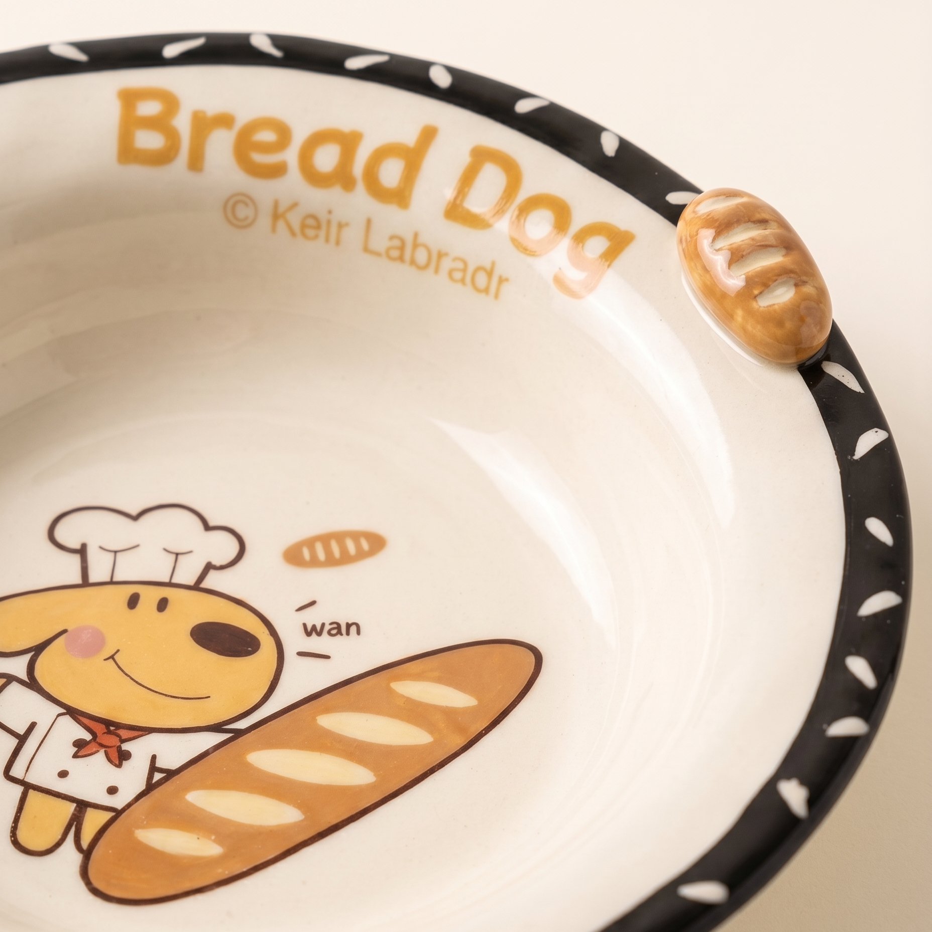 Bread Puppy Ceramic Plate top view - MoriMori Home