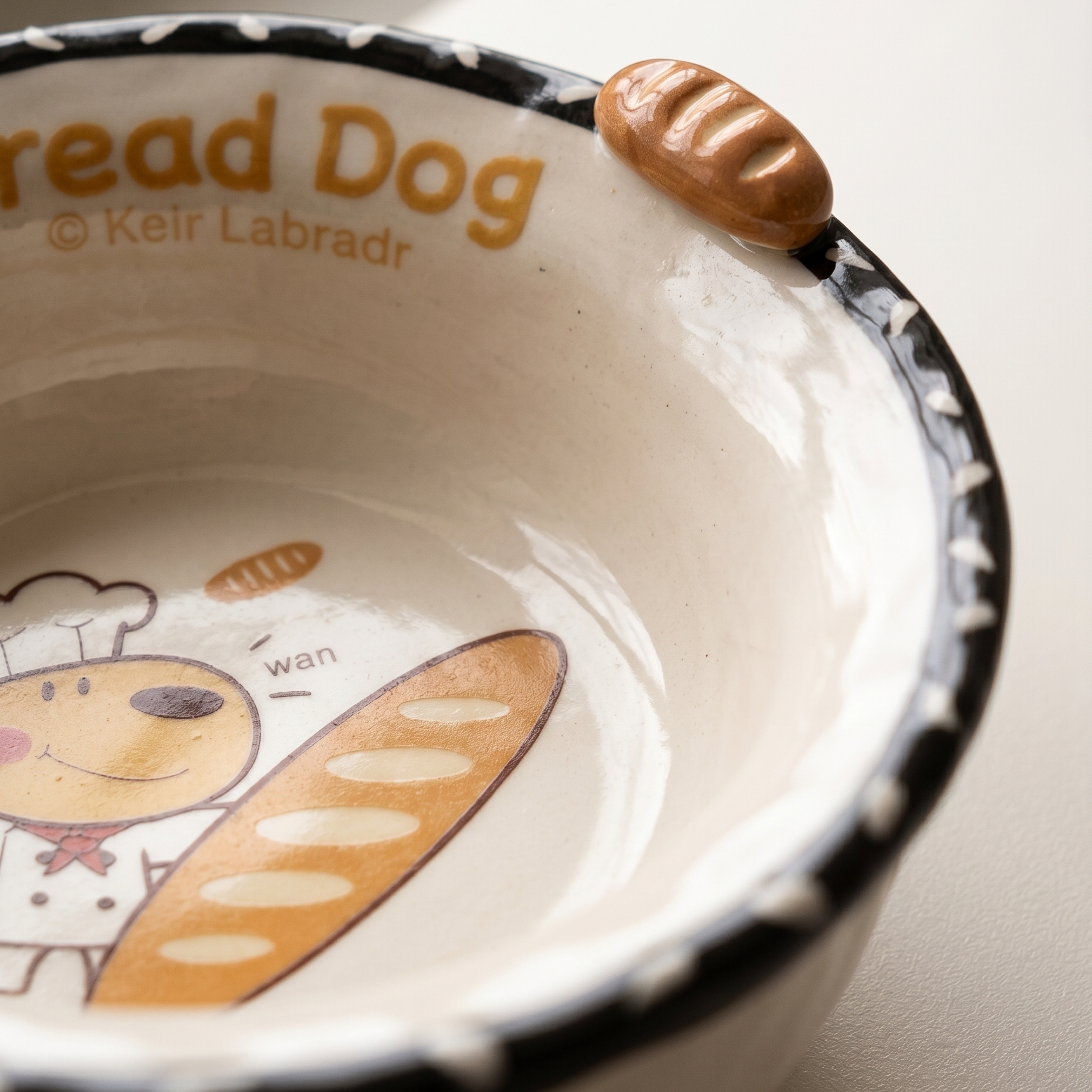 Bread Puppy Ceramic Rice Bowl detail - MoriMori Home