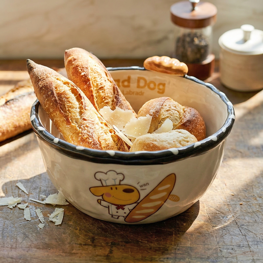 Bread Puppy Ceramic Rice Bowl styled - MoriMori Home