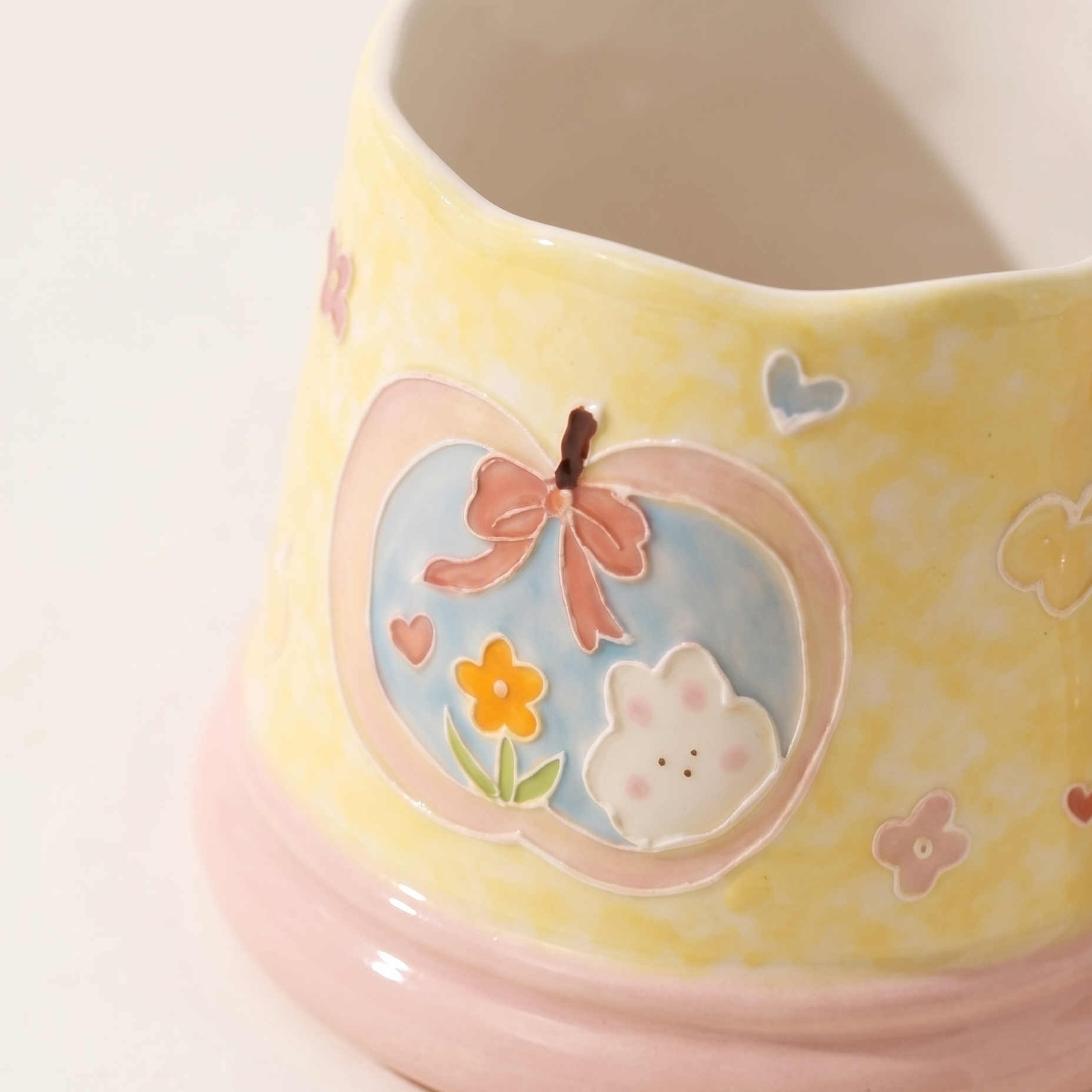 Bunny Blossom Ceramic Mug styled view - MoriMori Home