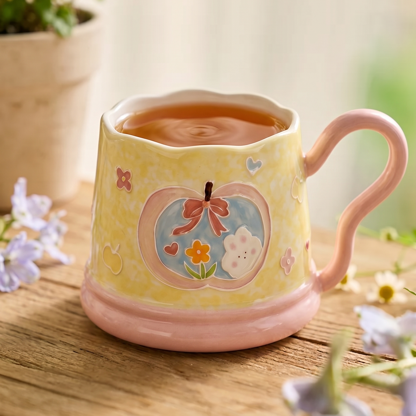 Bunny Blossom Ceramic Mug detail - MoriMori Home