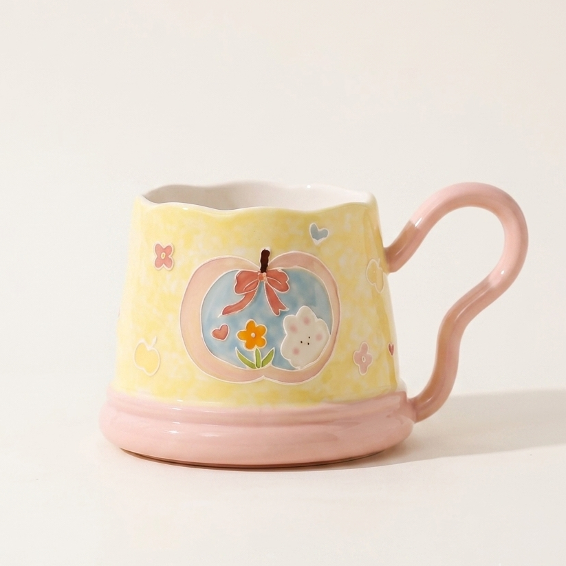 Bunny Blossom Ceramic Mug 13 oz Butter Yellow - MoriMori Home