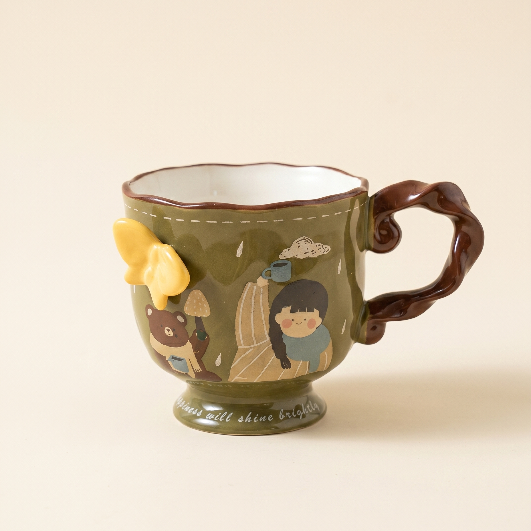 Butterfly Embossed Goblet Mug Coffee Girl variant - MoriMori Home