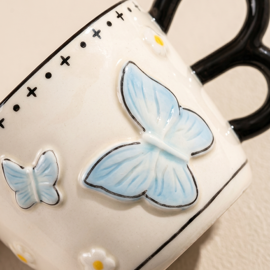 Butterfly Sculpted Ceramic Mug · Gift Box