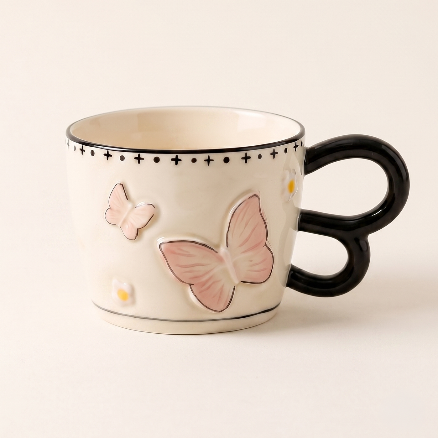 Butterfly Sculpted Ceramic Mug Blush Pink variant - MoriMori Home