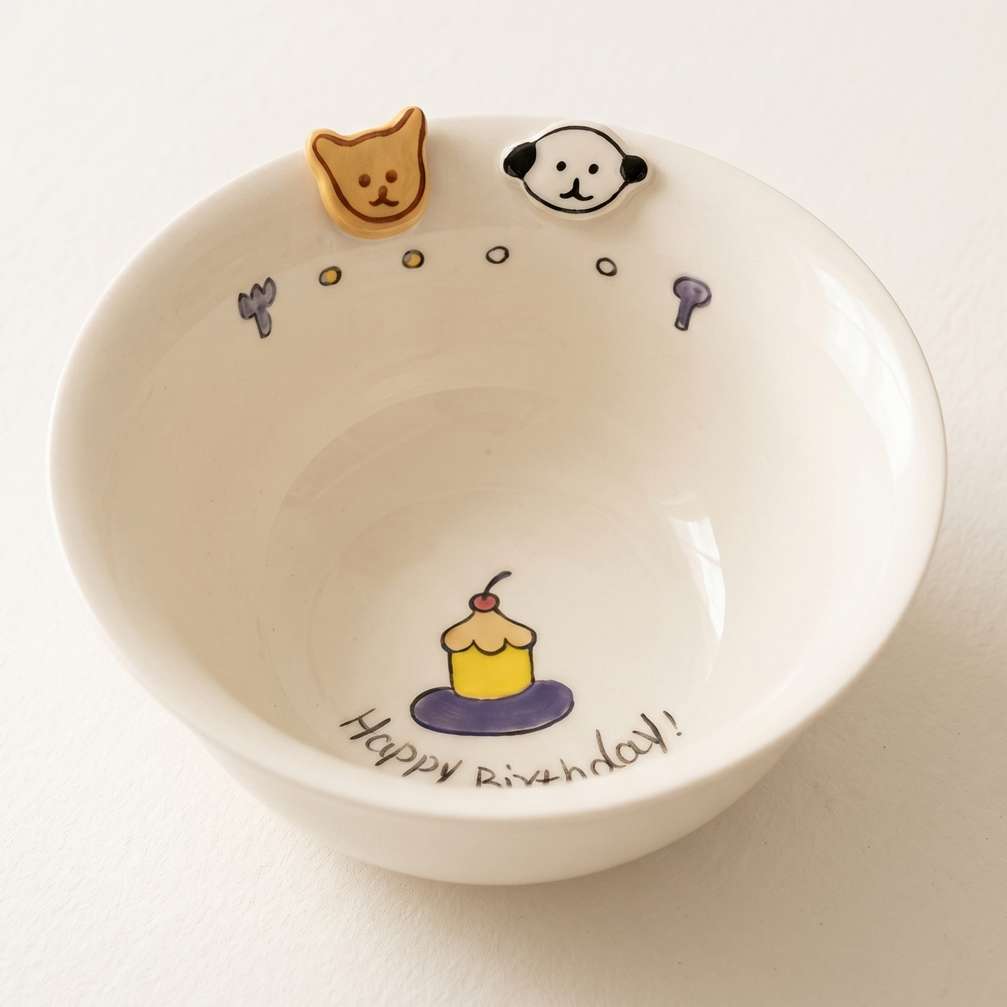 Button Dog Embossed Ceramic Noodle Bowl detail - MoriMori Home