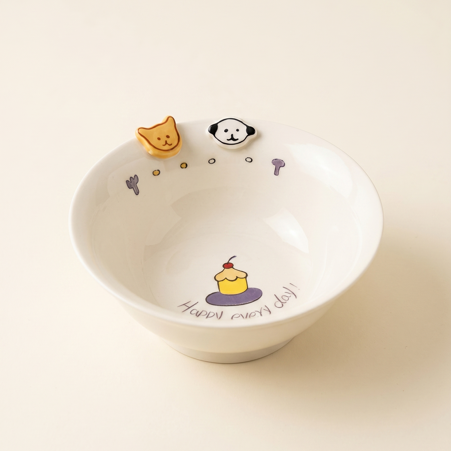 Button Dog Embossed Ceramic Noodle Bowl · Gift Box