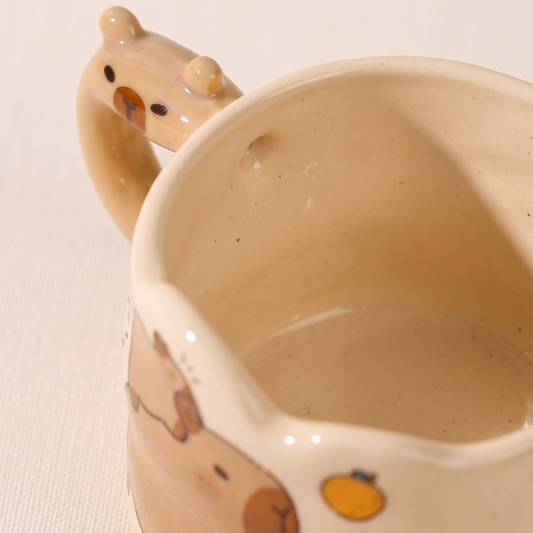 Capybara Illustrated Ceramic Cup detail - MoriMori Home