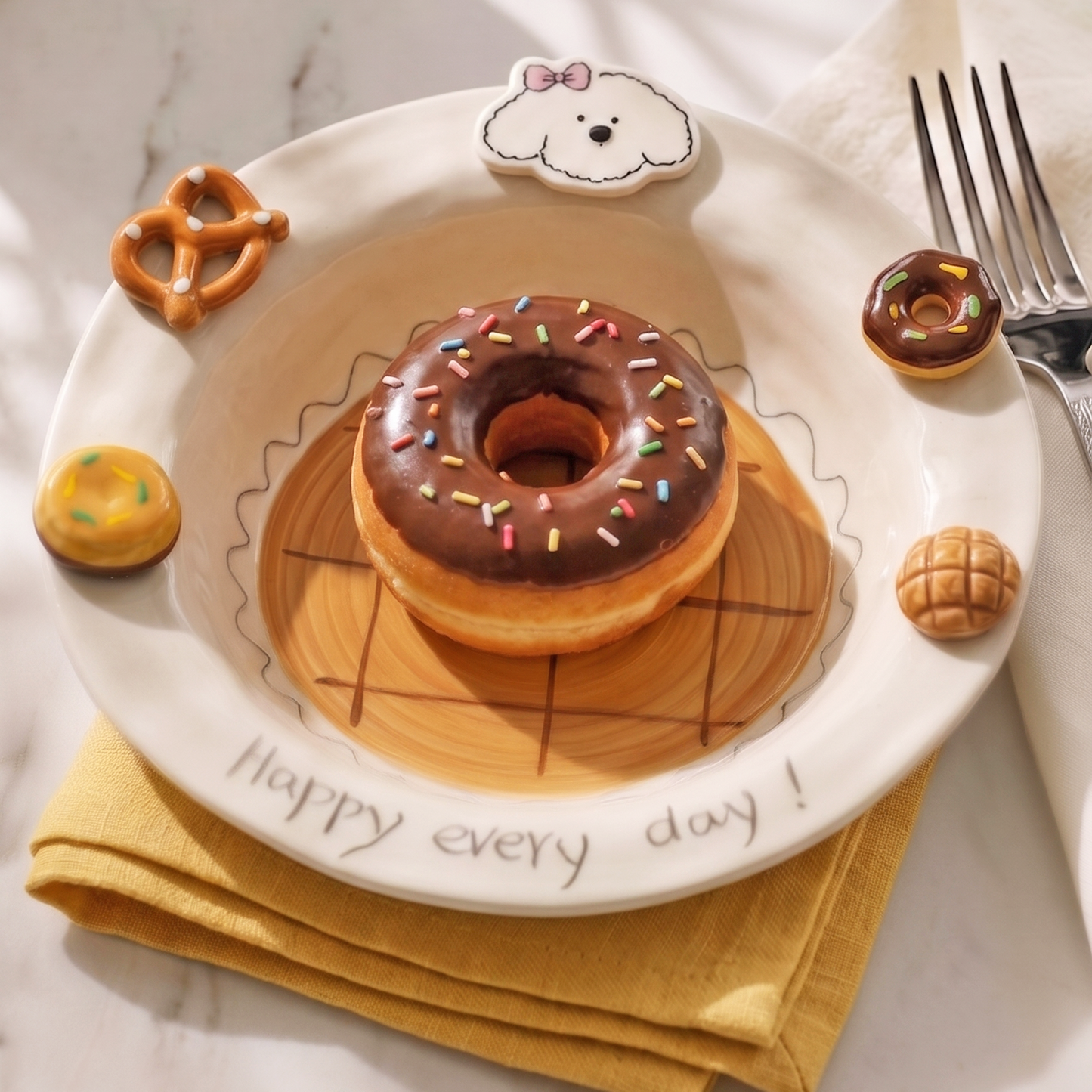 Caramel Puppy Deep Ceramic Plate detail - MoriMori Home
