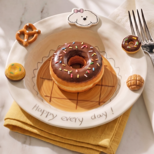 Caramel Puppy Deep Ceramic Plate detail - MoriMori Home