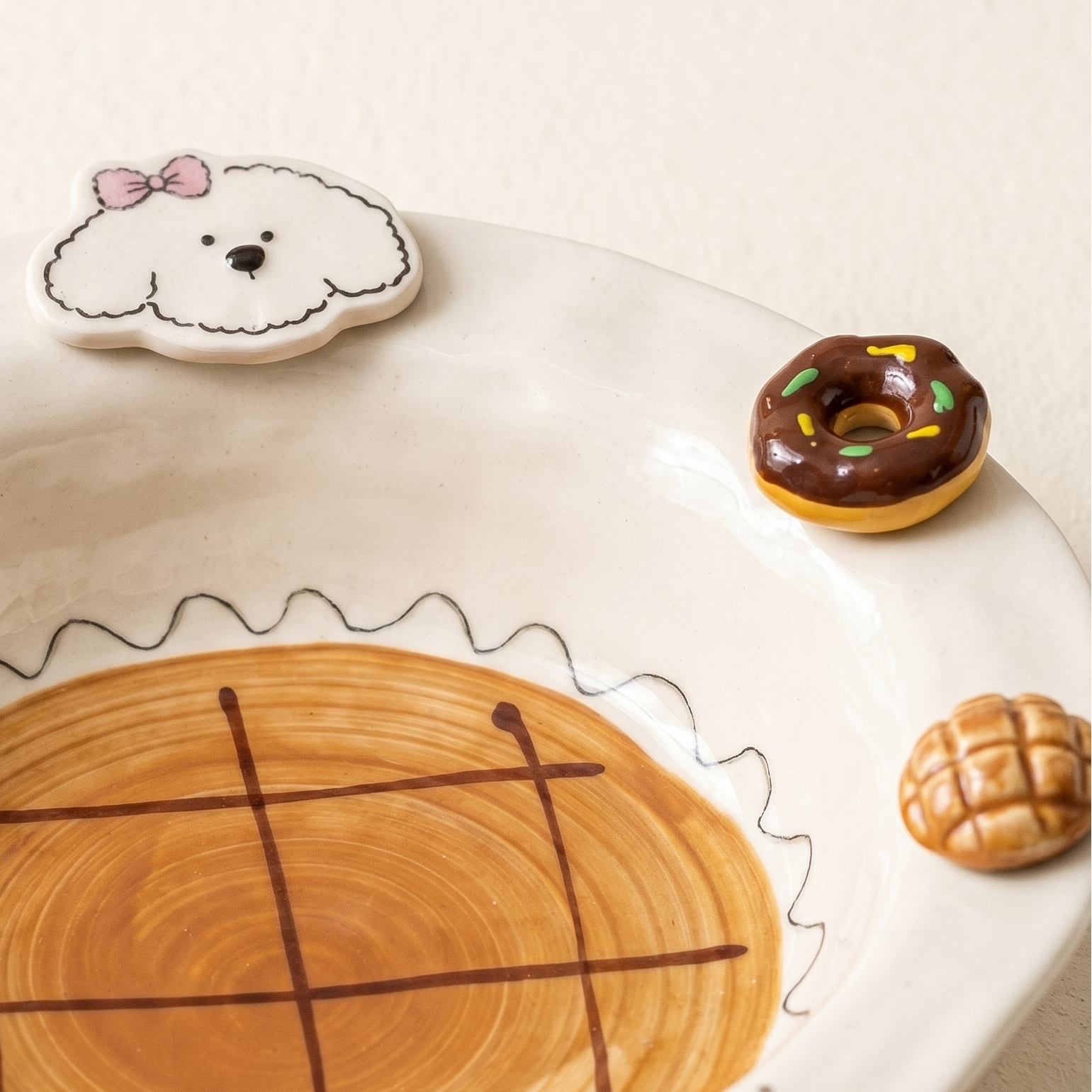 Caramel Puppy Deep Ceramic Plate styled - MoriMori Home