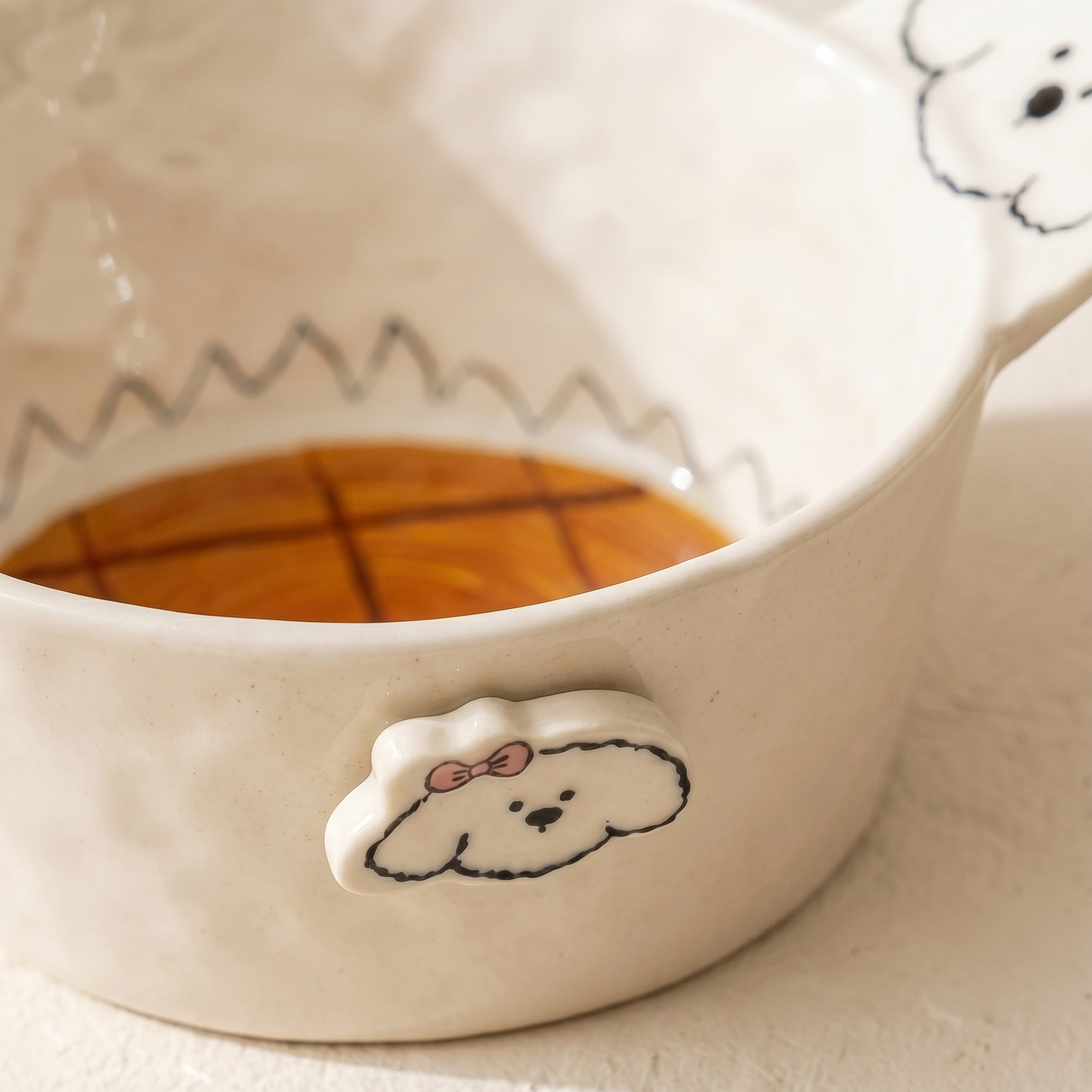 Caramel Puppy Double-Ear Ceramic Bowl · 5"