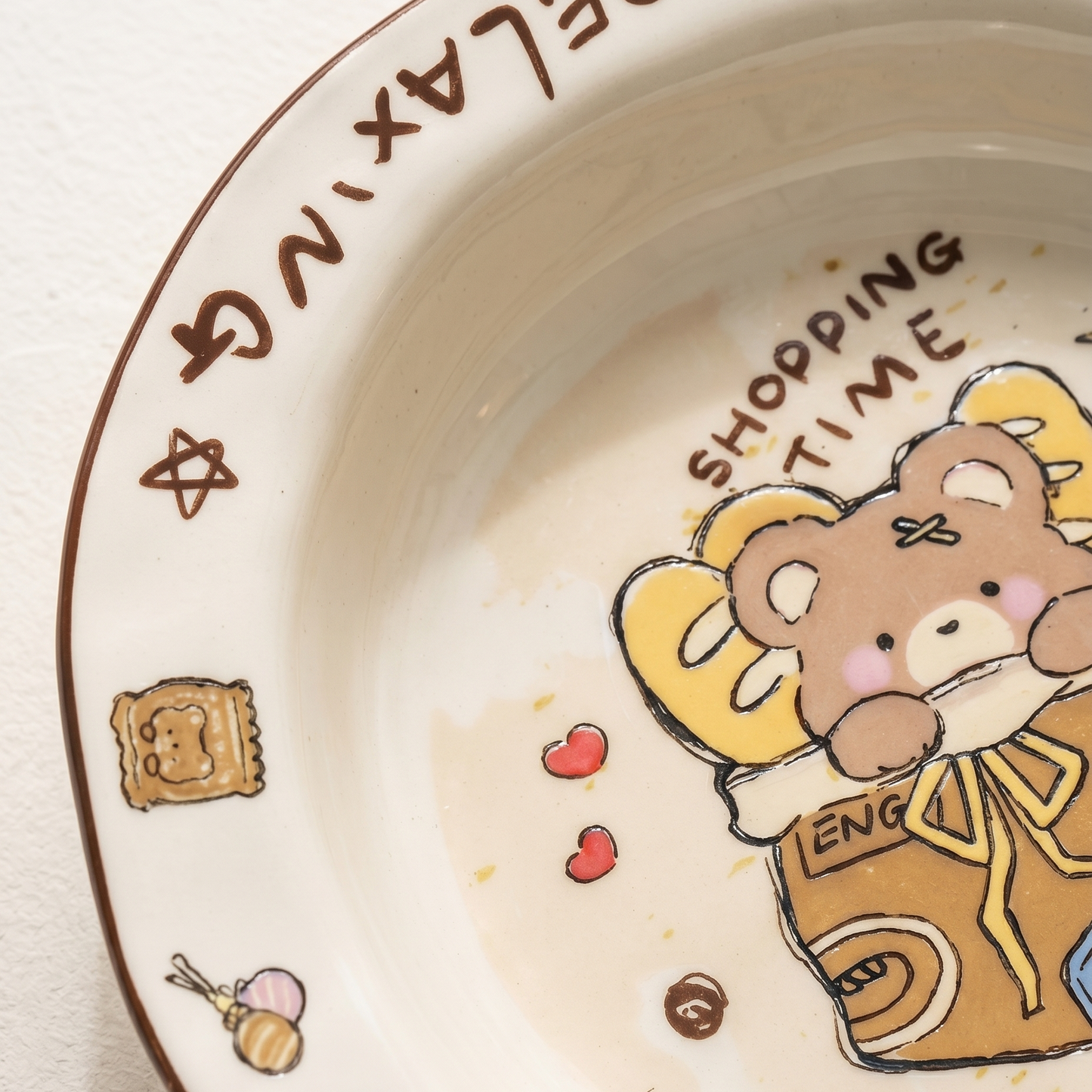 Cartoon Bear Hand-Pinch Soup Plate detail - MoriMori Home