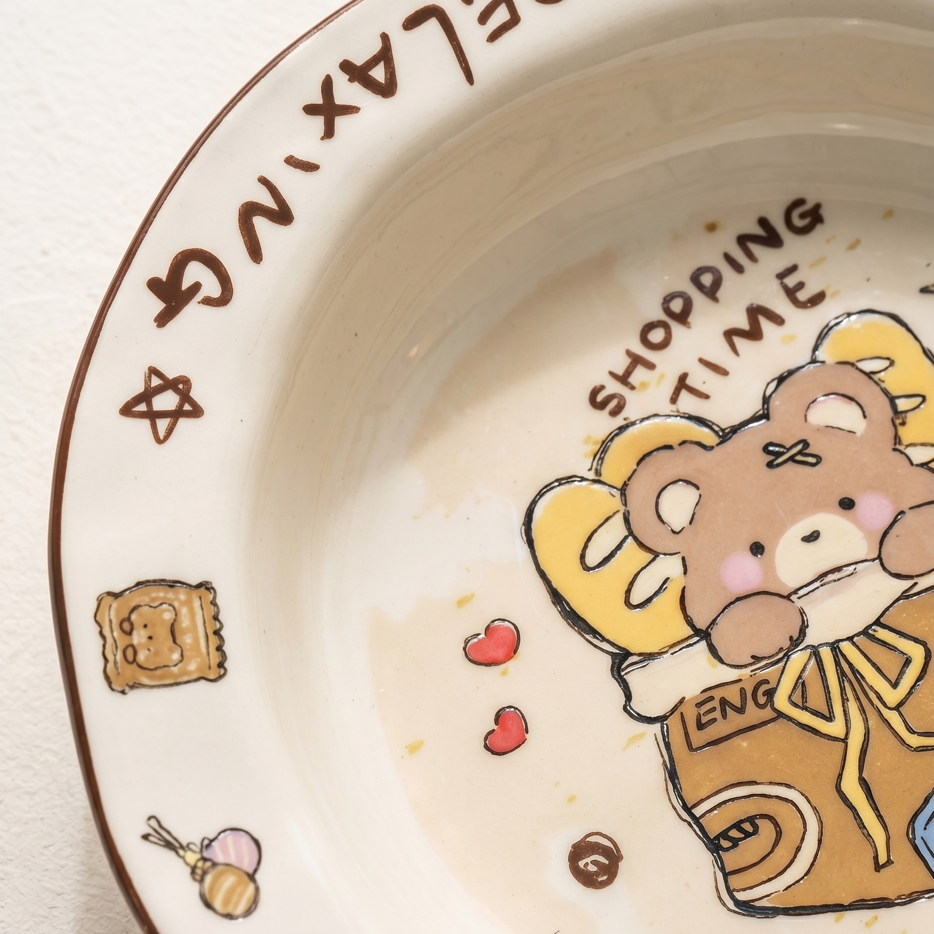 Cartoon Bear Hand-Pinch Soup Plate detail - MoriMori Home