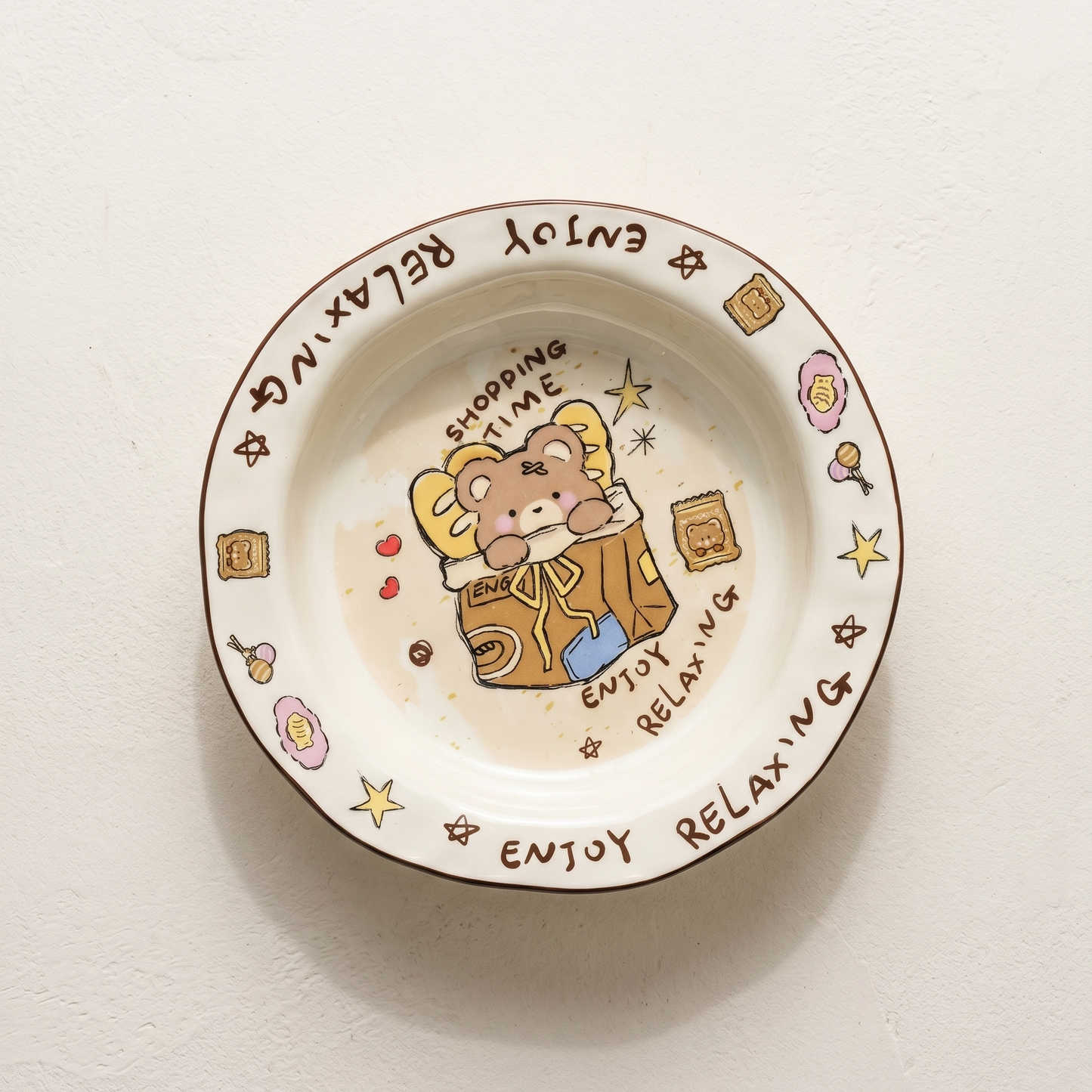 Cartoon Bear Hand-Pinch Soup Plate · 8"